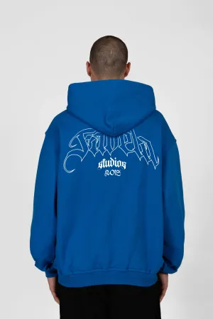 %OUTLINE ROYAL BLUE SNAP BUTTON HOODIE%