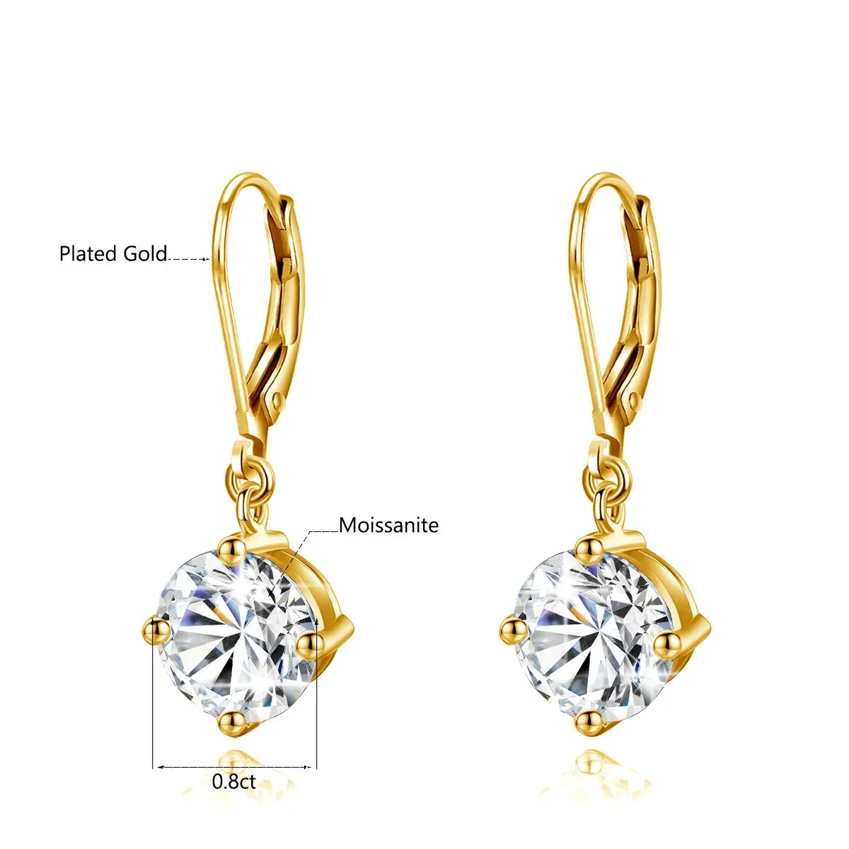 7mm Round Cut Moissanite Drop Earrings With Certificate Wedding Partry Jewelry For Women Trend Gift