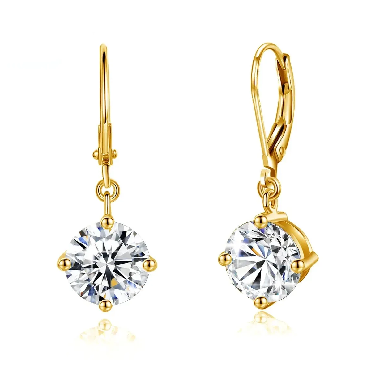 7mm Round Cut Moissanite Drop Earrings With Certificate Wedding Partry Jewelry For Women Trend Gift