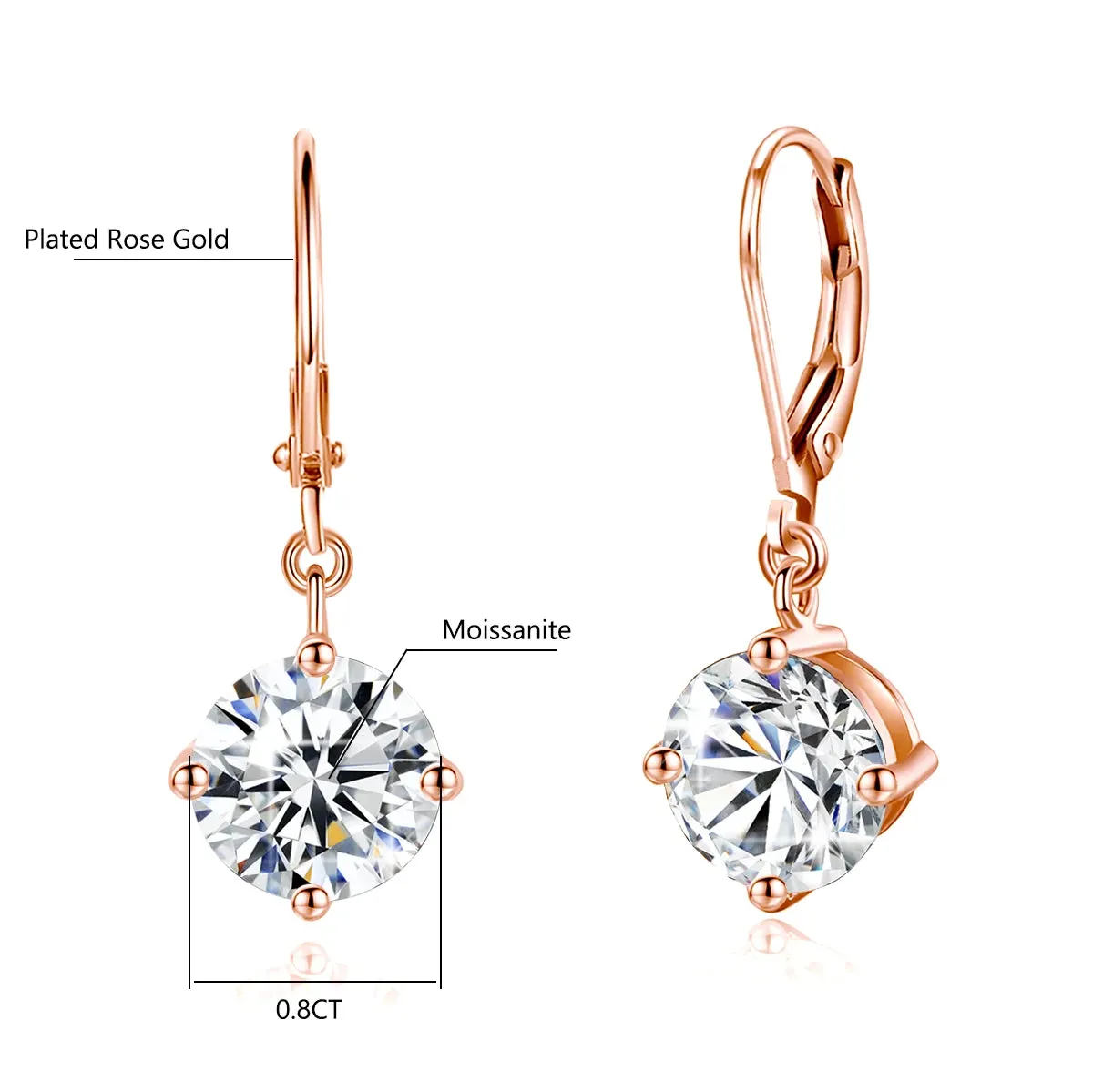 7mm Round Cut Moissanite Drop Earrings With Certificate Wedding Partry Jewelry For Women Trend Gift