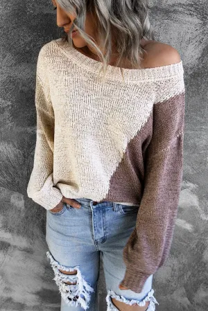 Asymmetric Colorblock Knitted Sweater