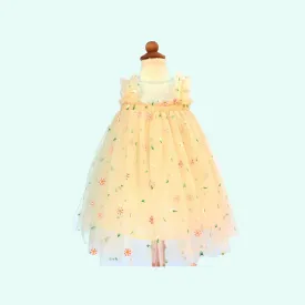 Baby Tulle Dress  | Light Yellow Tulle Dress | Daisies Tutu | Princess Outfit