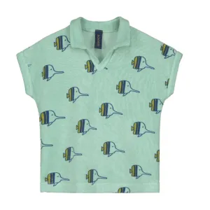 BONMOT DUSTY AQUA FISHES TERRY TSHIRT