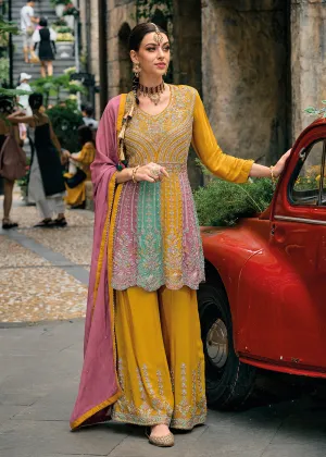 Chinnon Multicolor Embroidered Punjabi Style Palazzo Suit