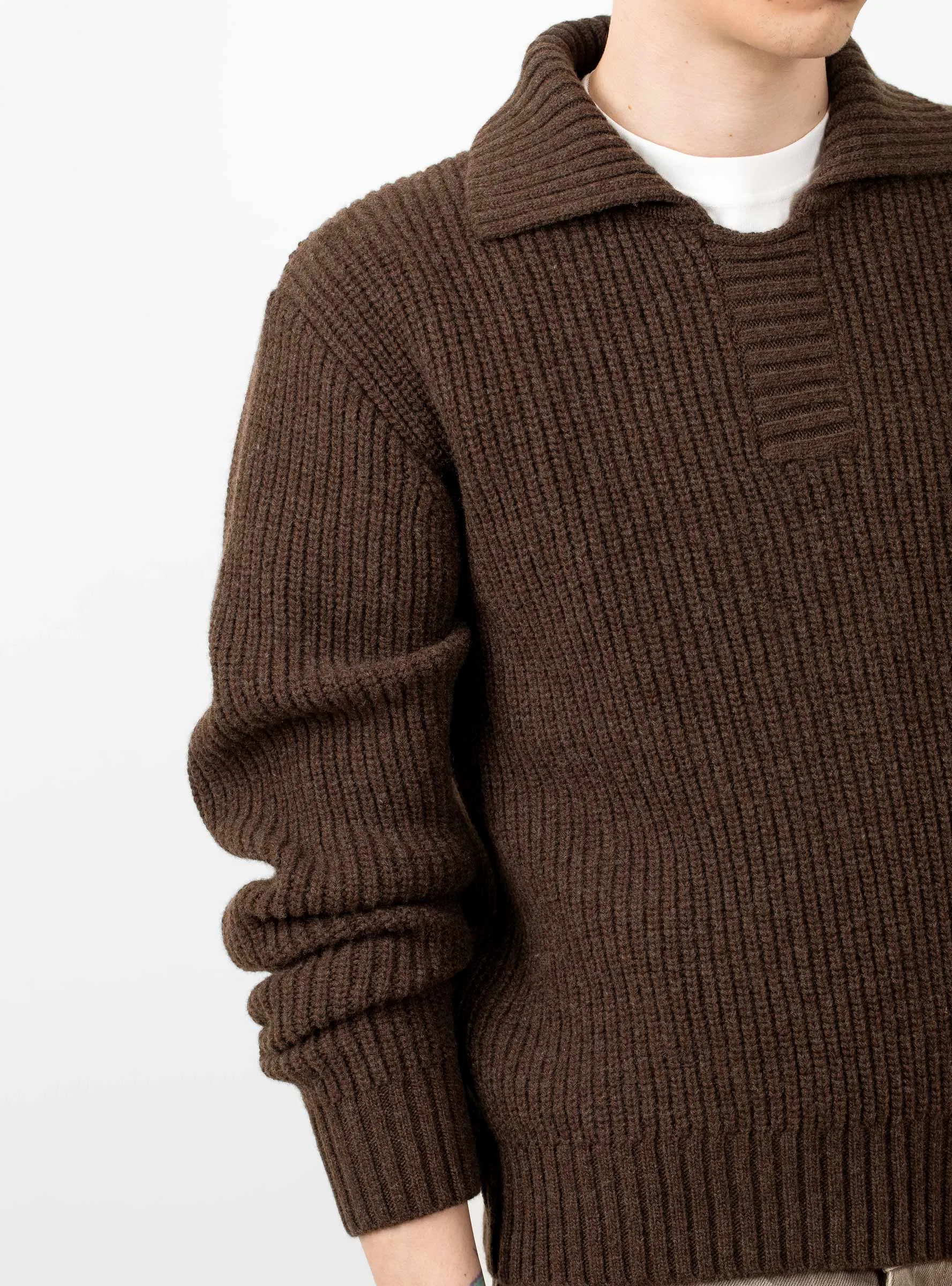 Collar Sweater Dark Brown