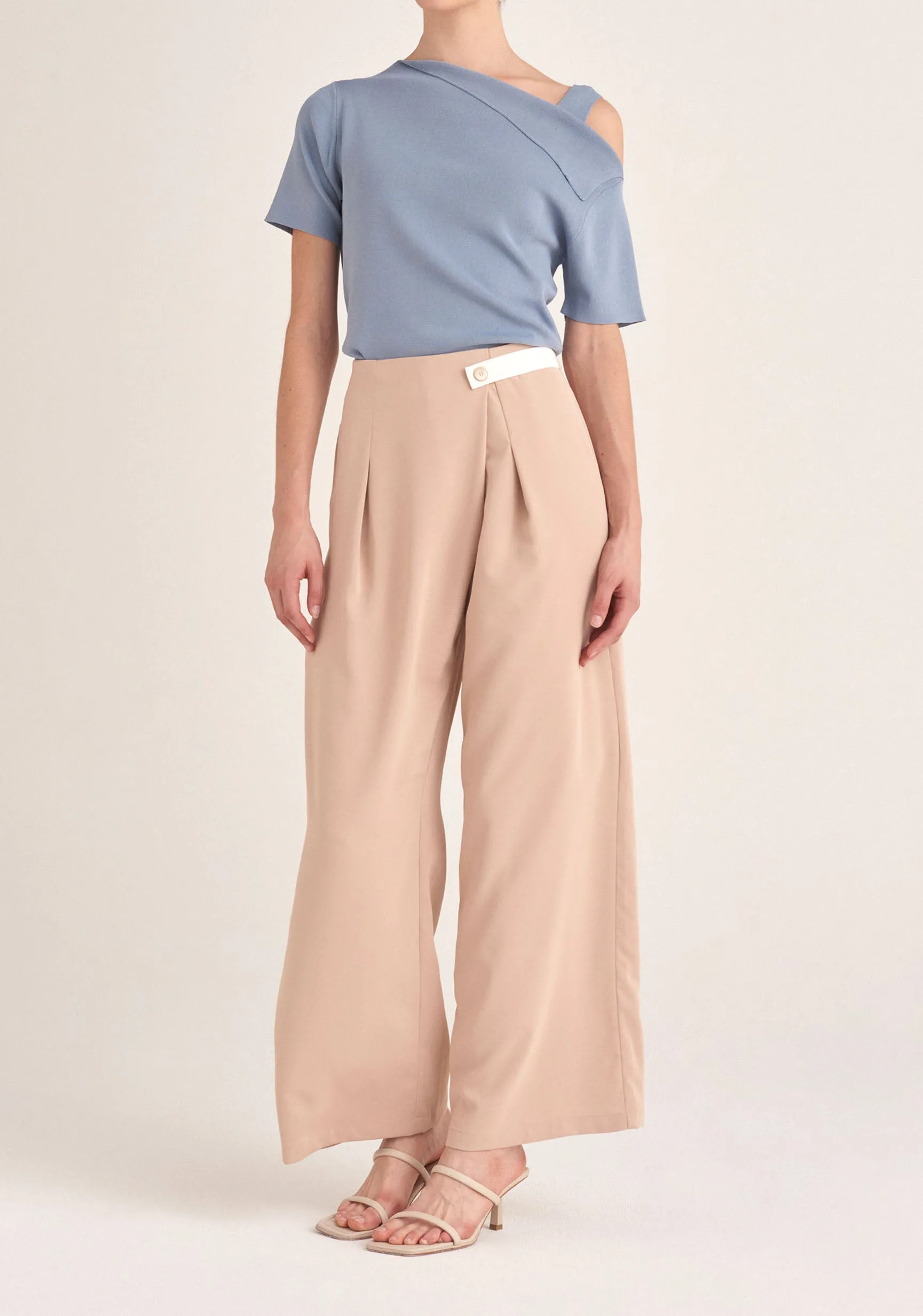 Contrasting Wide Leg Trousers