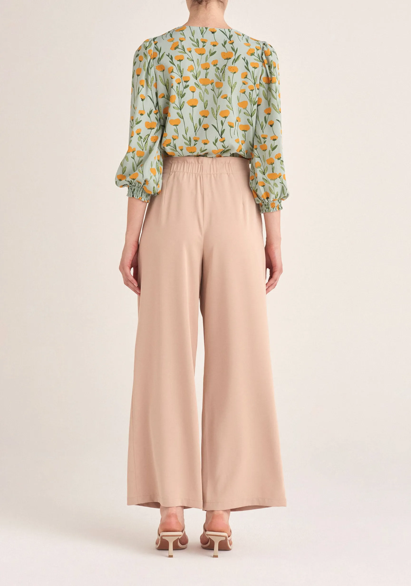 Contrasting Wide Leg Trousers