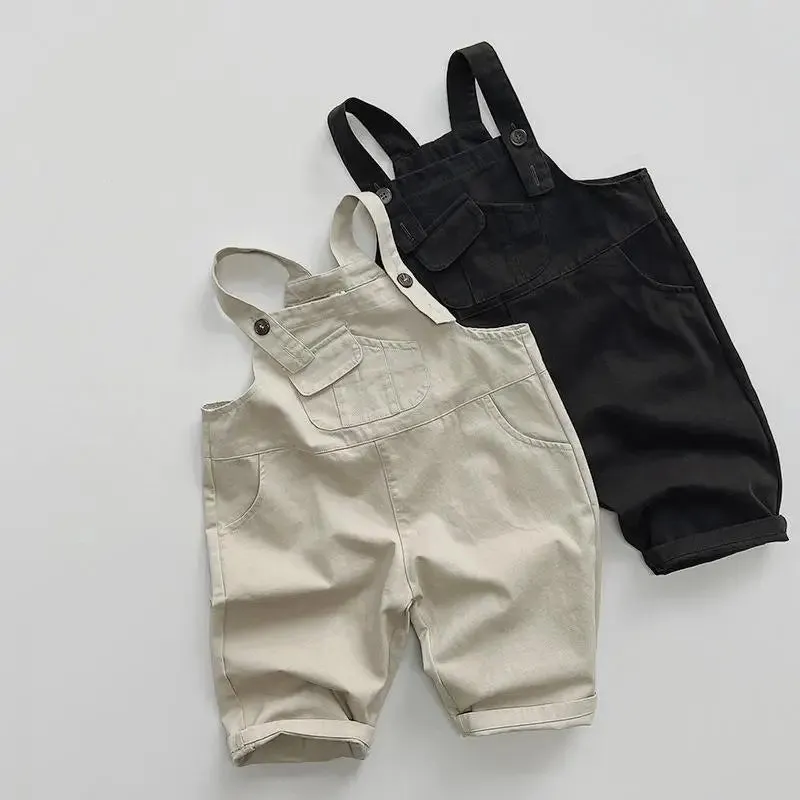 Front Pocket Solid Overalls