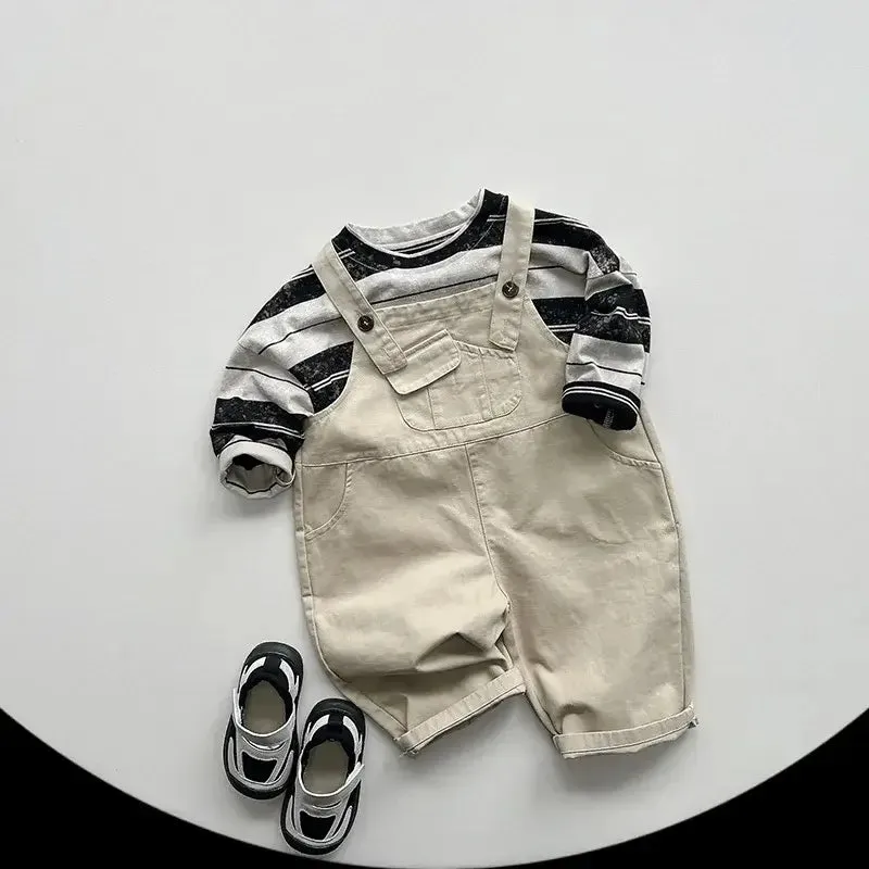 Front Pocket Solid Overalls