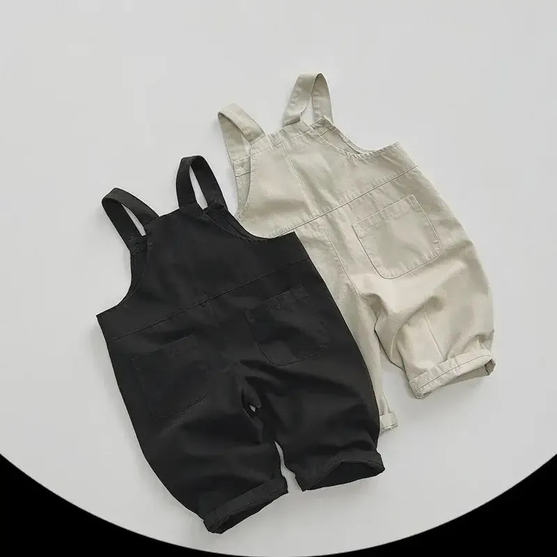 Front Pocket Solid Overalls