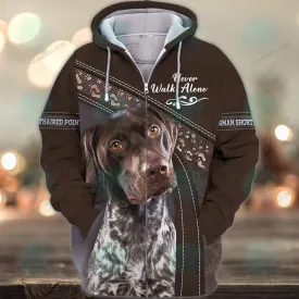 German Shorthaired Pointer Lover Never Walk Alone 3D Full Print Shirts, Christmas Dog Memorial Gifts for loss of Dog