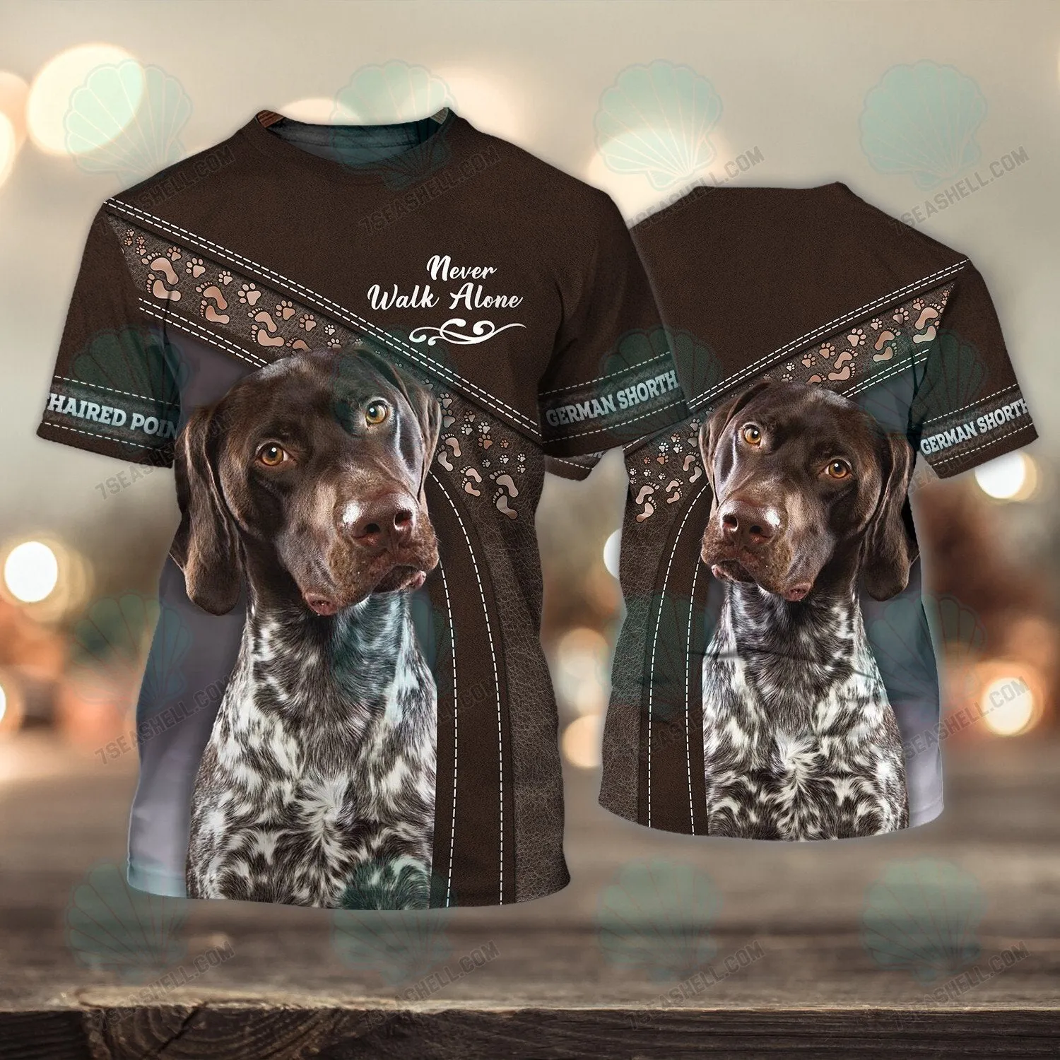 German Shorthaired Pointer Lover Never Walk Alone 3D Full Print Shirts, Christmas Dog Memorial Gifts for loss of Dog