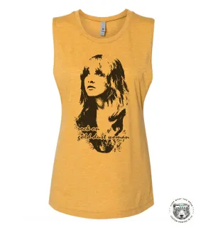 Gold Dust Woman Festival Muscle Tank workout fitness Bella Canvas Next Level tshirt stevie nicks tee fleetwood mac music gypsy music concert