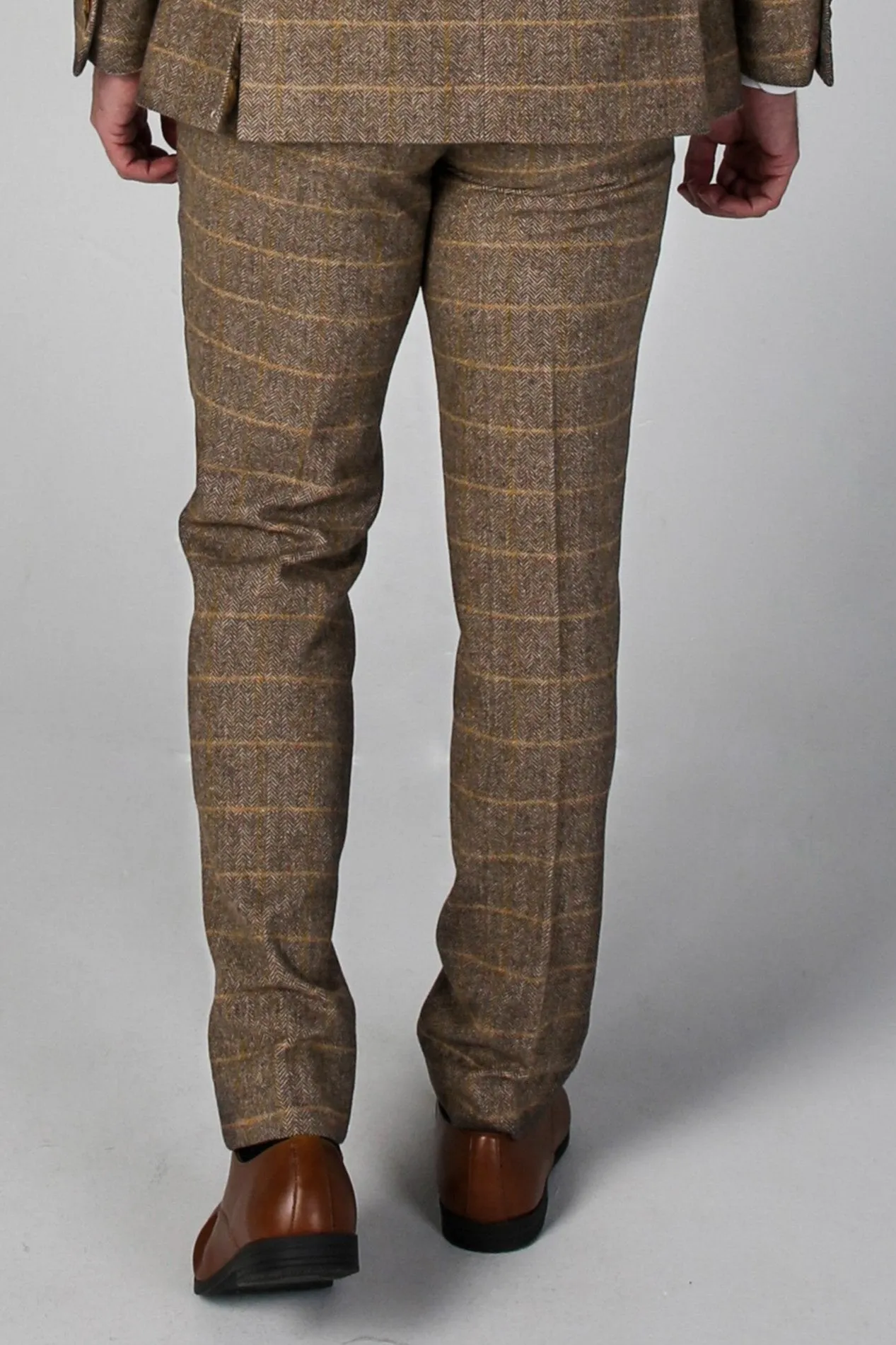 Harris - Mens Brown Tweed Check Trousers