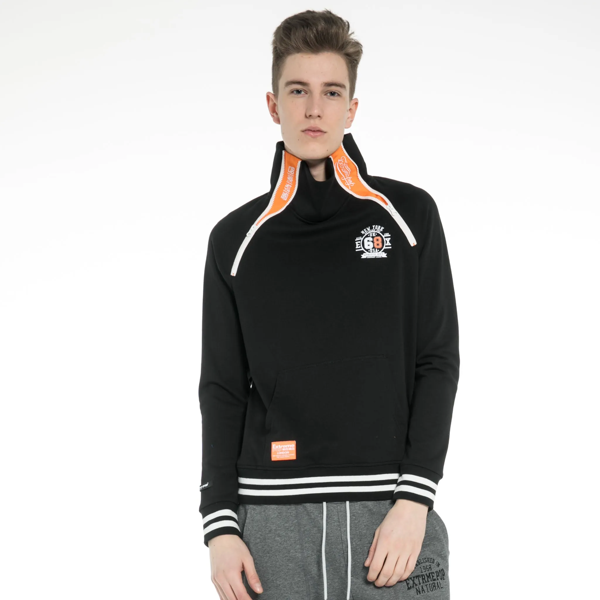 High Neck Dual-Zip Sweatshirt