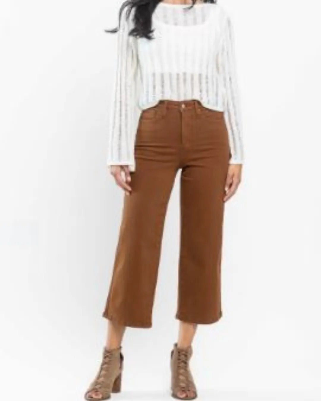 Judy Blue High Waist Tummy Control Cropped Camel Jeans