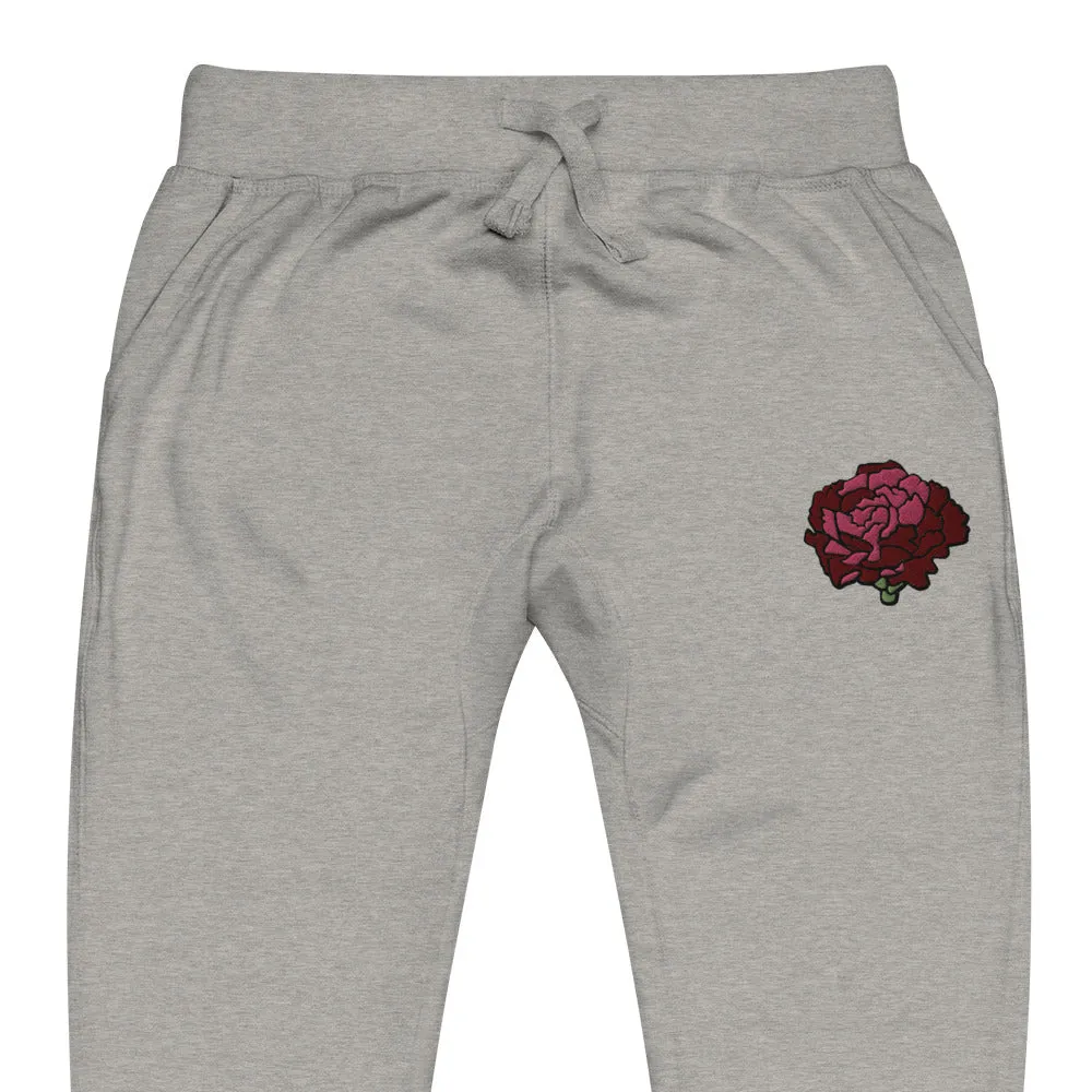 Maroon Embroidered Sweatpants