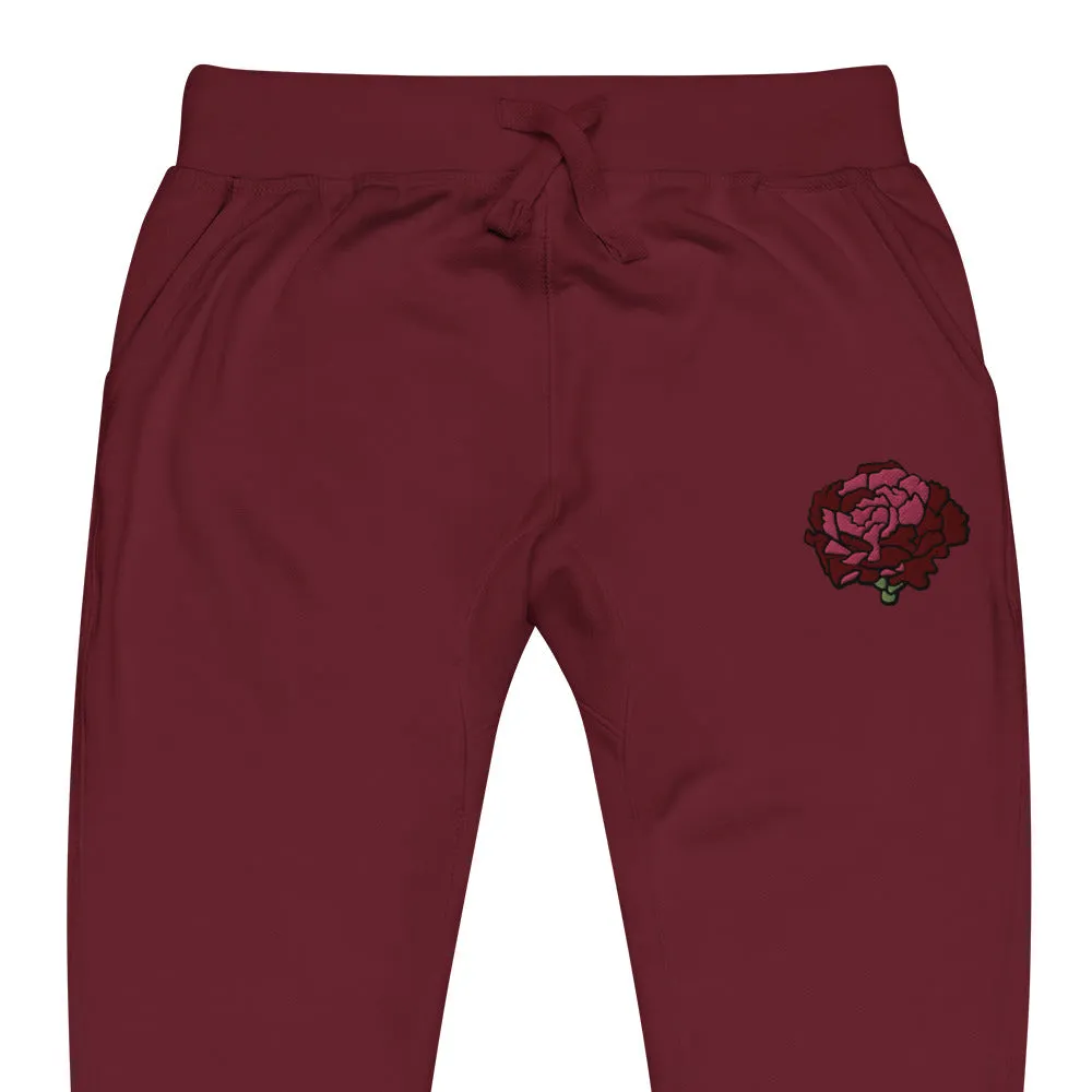 Maroon Embroidered Sweatpants