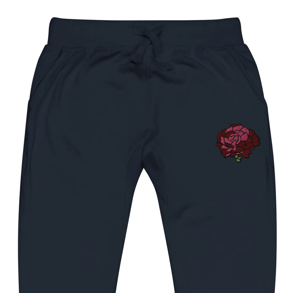 Maroon Embroidered Sweatpants