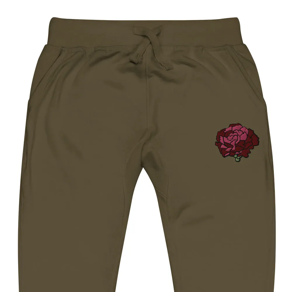 Maroon Embroidered Sweatpants