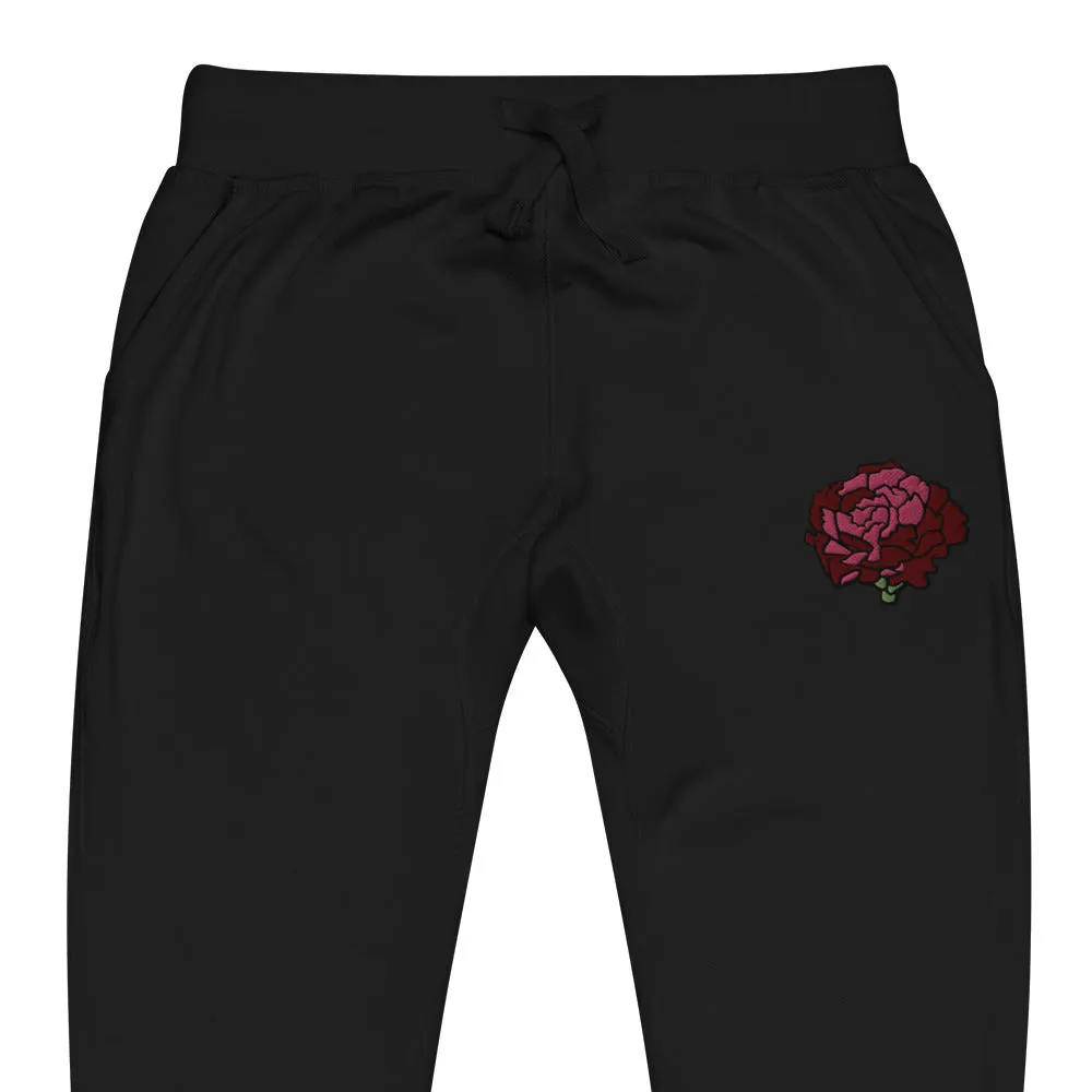 Maroon Embroidered Sweatpants