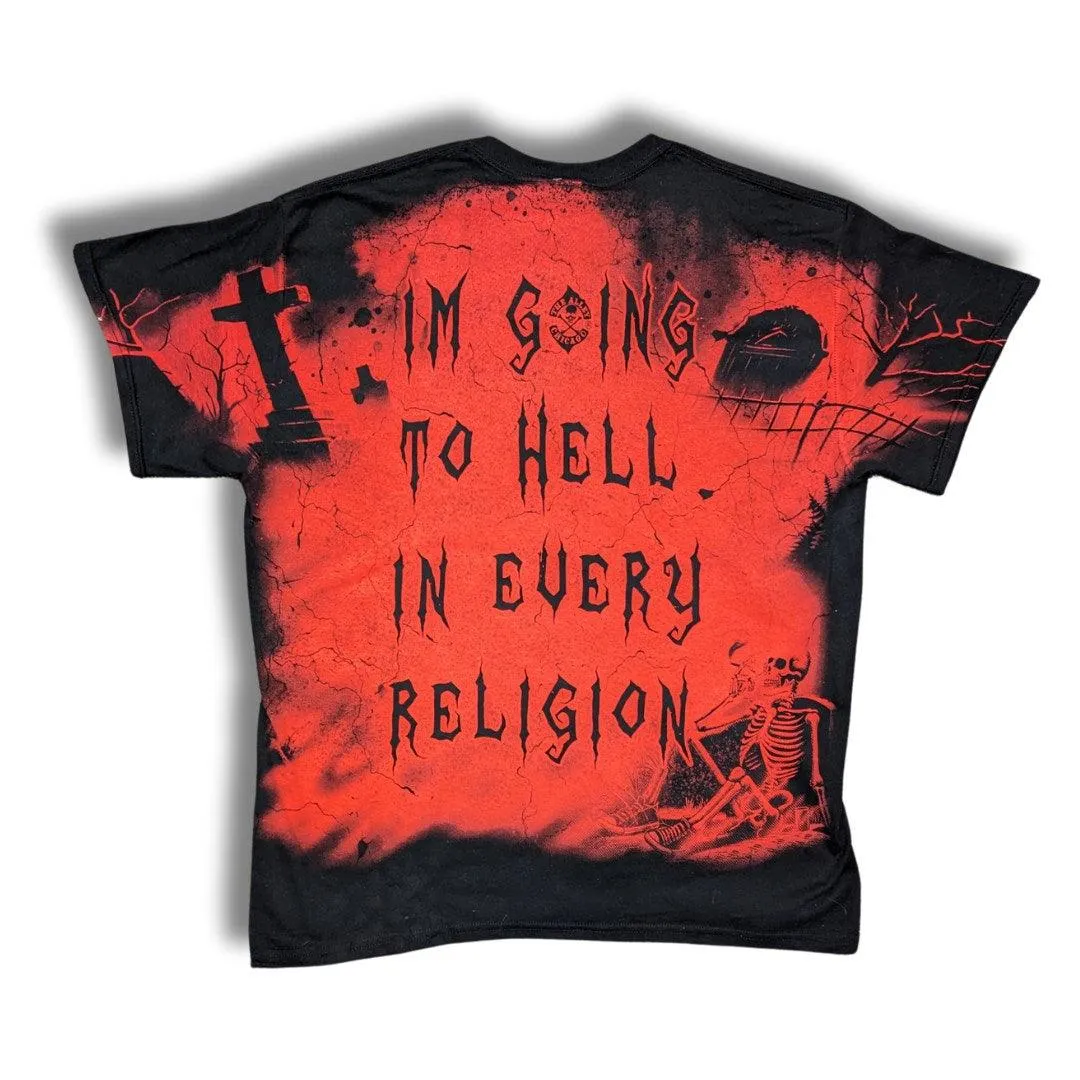 Monster Print Baphomet Going To Hell Tshirt