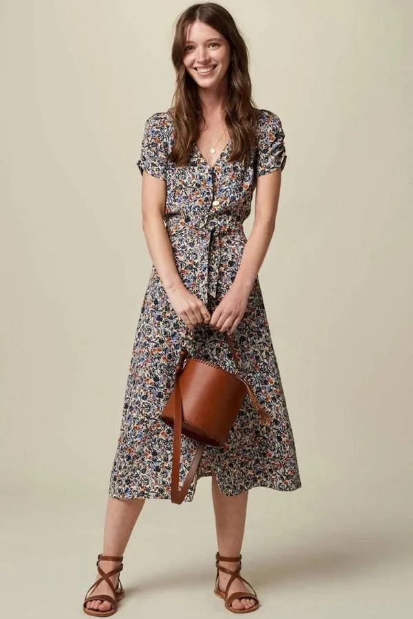 Nonothing |Women's V neckline midi dress in floral print