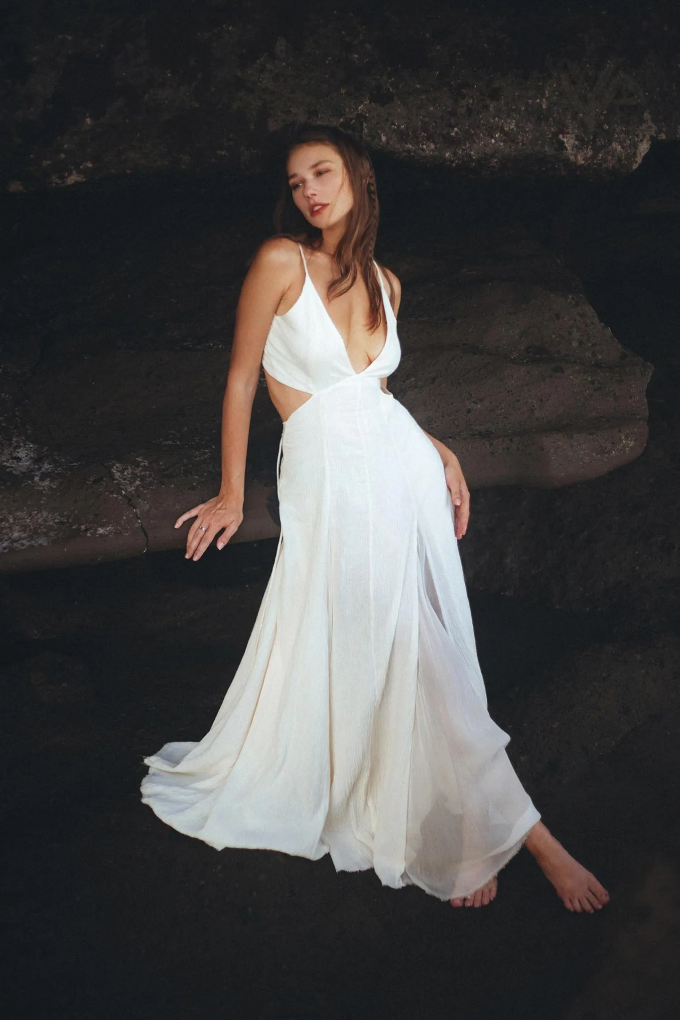 Off White Oshun Dress • Boho A-line Wedding Dress • Light Cotton and Silk Formal Bridal Dress