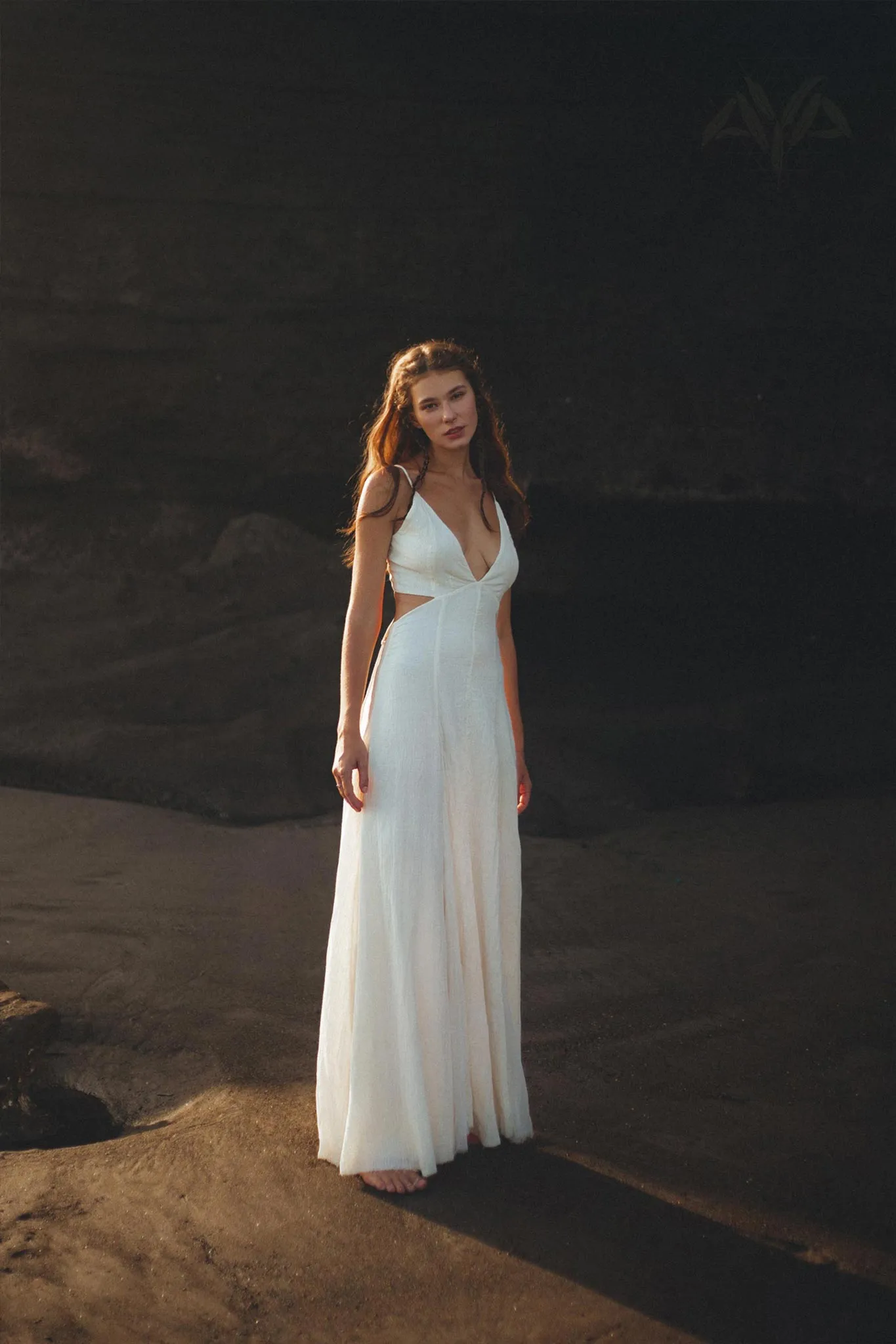 Off White Oshun Dress • Boho A-line Wedding Dress • Light Cotton and Silk Formal Bridal Dress