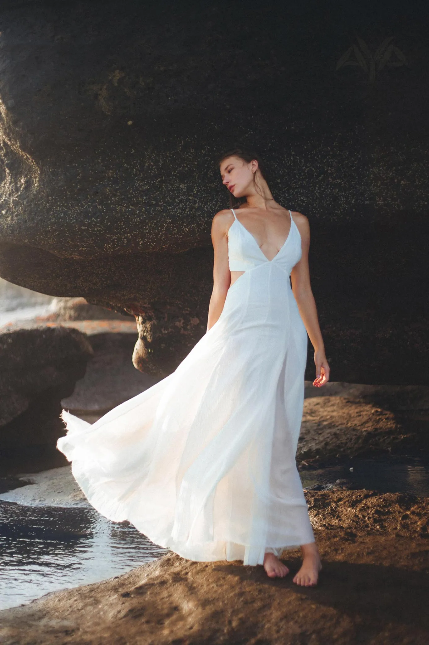 Off White Oshun Dress • Boho A-line Wedding Dress • Light Cotton and Silk Formal Bridal Dress