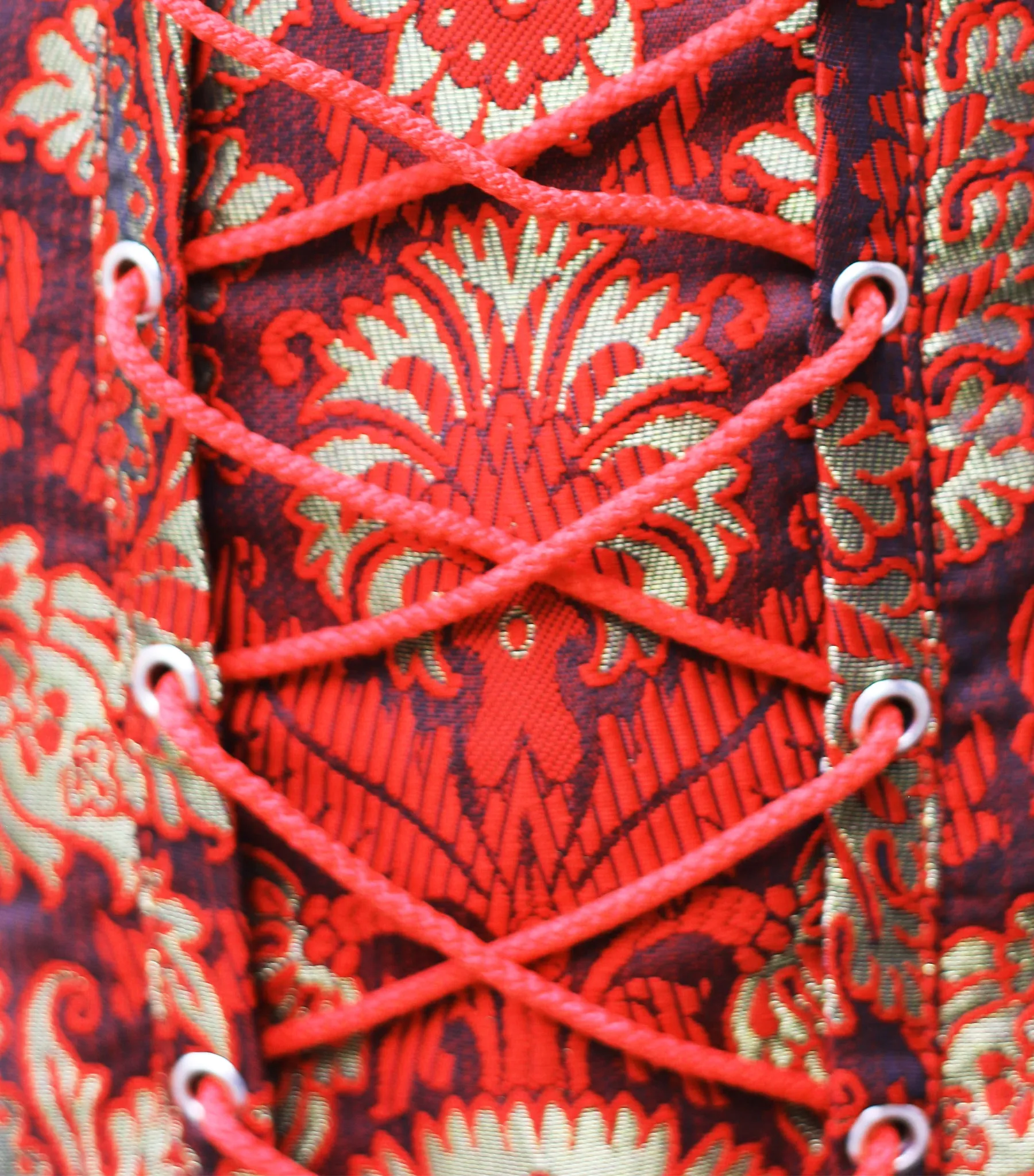 Red Gold Jacquard Side Lace Trouser