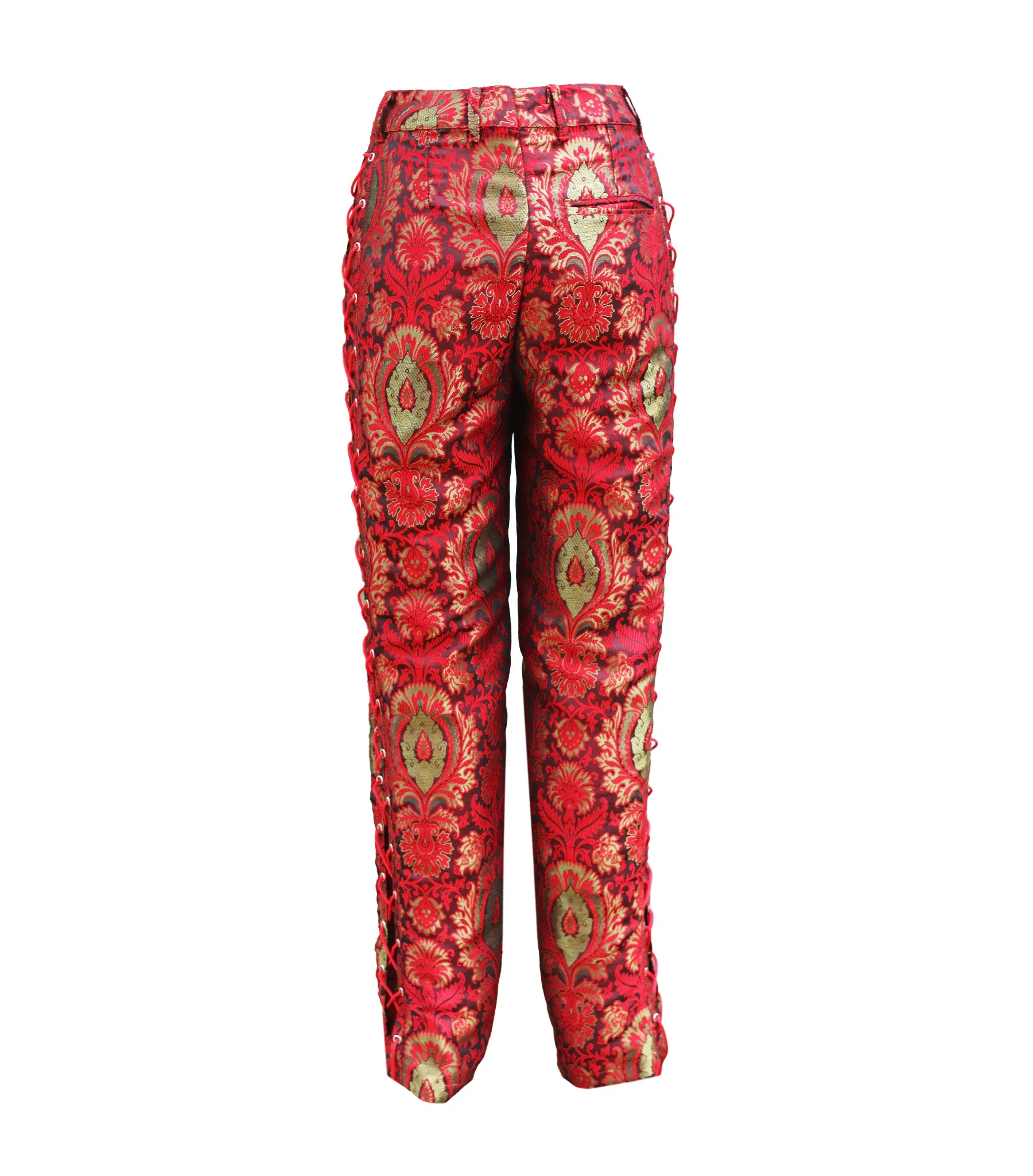 Red Gold Jacquard Side Lace Trouser