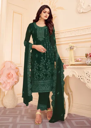 Trendy Green Georgette Eid Wear Salwar Kurta Suit