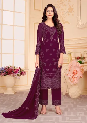 Trendy Magenta Purple Georgette Eid Wear Salwar Kurta Suit