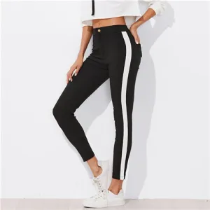 Tuxedo Stripe Skinny Ankle Jeans - Black