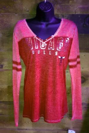 Womens Chicago Bulls Silver Red Long Sleeve Tshirt